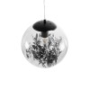 GloboStar® HARPER 01512 Μοντέρνο Κρεμαστό Φωτιστικό Μπάλα Μονόφωτο 1 x E27 IP20 Διάφανο Γυαλί με Μαύρο Μέταλλο - Μ25 x Π25 x Υ30cm