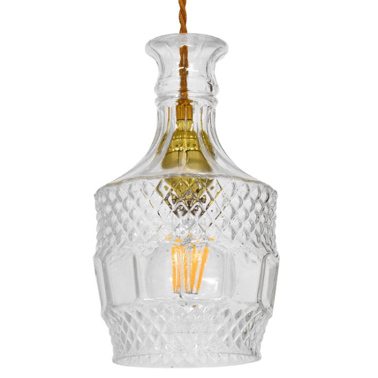 GloboStar® WHISKEY 01513 Vintage Κρεμαστό Φωτιστικό Ανάρτηση Μονόφωτο 1 x E27 IP20 Διάφανο Γυαλί - Μ13 x Π13 x Υ22cm GloboStar® WHISKEY 01513 Vintage Κρεμαστό Φωτιστικό Ανάρτηση Μονόφωτο 1 x E27 IP20 Διάφανο Γυαλί - Μ13 x Π13 x Υ22cm