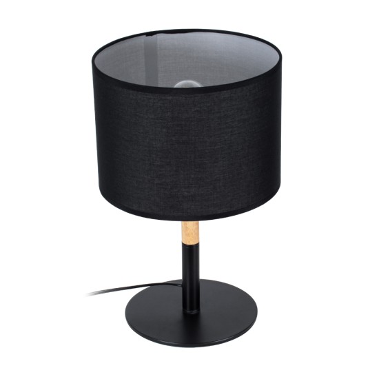 GloboStar® BRONX 01519 Μοντέρνο Επιτραπέζιο Φωτιστικό Πορτατίφ Μονόφωτο 1 x E27 IP20 Μαύρο Μέταλλο, Μπεζ Ξύλο με Μαύρο Ύφασμα - Μ25 x Π25 x Υ40cm GloboStar® BRONX 01519 Μοντέρνο Επιτραπέζιο Φωτιστικό Πορτατίφ Μονόφωτο 1 x E27 Μαύρο Μεταλλικό με Καπέλο Φ25xY40cm