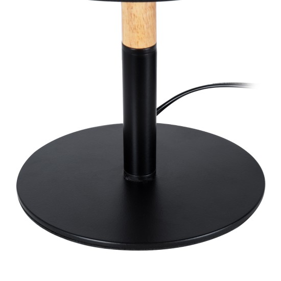GloboStar® BRONX 01519 Μοντέρνο Επιτραπέζιο Φωτιστικό Πορτατίφ Μονόφωτο 1 x E27 IP20 Μαύρο Μέταλλο, Μπεζ Ξύλο με Μαύρο Ύφασμα - Μ25 x Π25 x Υ40cm GloboStar® BRONX 01519 Μοντέρνο Επιτραπέζιο Φωτιστικό Πορτατίφ Μονόφωτο 1 x E27 Μαύρο Μεταλλικό με Καπέλο Φ25xY40cm