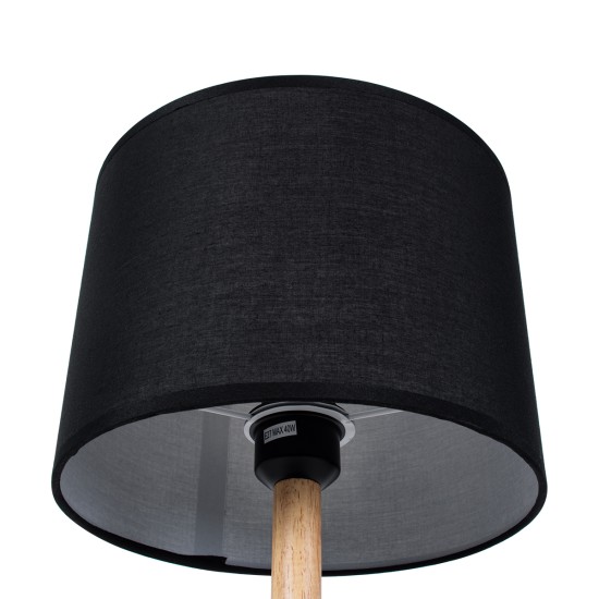 GloboStar® BRONX 01519 Μοντέρνο Επιτραπέζιο Φωτιστικό Πορτατίφ Μονόφωτο 1 x E27 IP20 Μαύρο Μέταλλο, Μπεζ Ξύλο με Μαύρο Ύφασμα - Μ25 x Π25 x Υ40cm GloboStar® BRONX 01519 Μοντέρνο Επιτραπέζιο Φωτιστικό Πορτατίφ Μονόφωτο 1 x E27 Μαύρο Μεταλλικό με Καπέλο Φ25xY40cm