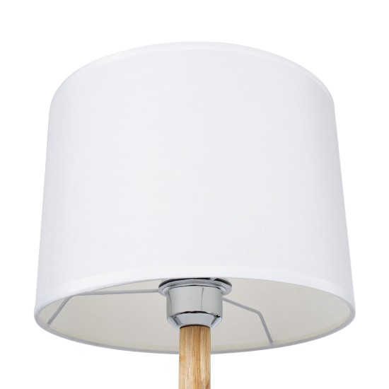 GloboStar® BRONX 01520 Μοντέρνο Επιτραπέζιο Φωτιστικό Πορτατίφ Μονόφωτο 1 x E27 IP20 Λευκό Μέταλλο, Μπεζ Ξύλο με Λευκό Ύφασμα - Μ25 x Π25 x Υ40cm GloboStar® BRONX 01520 Μοντέρνο Επιτραπέζιο Φωτιστικό Πορτατίφ Μονόφωτο 1 x E27 Λευκό Μεταλλικό με Καπέλο Φ25xY40cm