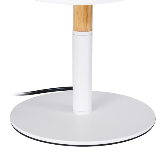 GloboStar® BRONX 01520 Μοντέρνο Επιτραπέζιο Φωτιστικό Πορτατίφ Μονόφωτο 1 x E27 IP20 Λευκό Μέταλλο, Μπεζ Ξύλο με Λευκό Ύφασμα - Μ25 x Π25 x Υ40cm GloboStar® BRONX 01520 Μοντέρνο Επιτραπέζιο Φωτιστικό Πορτατίφ Μονόφωτο 1 x E27 Λευκό Μεταλλικό με Καπέλο Φ25xY40cm