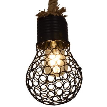 GLOBOSTAR® URBAN 01521 Vintage Κρεμαστό Φωτιστικό Οροφής με Ντουί 1 x E27 AC 220-240V IP20 - Μαύρο & Μπεζ - Μ15 x Π15 x Υ25cm