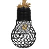 GloboStar® URBAN 01521 Vintage Κρεμαστό Φωτιστικό Πλέγμα Μονόφωτο 1 x E27 IP20 Μαύρο Μέταλλο με Μπεζ Σχοινί - Μ15 x Π15 x Υ25cm