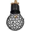 GloboStar® URBAN 01521 Vintage Κρεμαστό Φωτιστικό Πλέγμα Μονόφωτο 1 x E27 IP20 Μαύρο Μέταλλο με Μπεζ Σχοινί - Μ15 x Π15 x Υ25cm