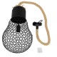 GloboStar® URBAN 01522 Vintage Κρεμαστό Φωτιστικό Πλέγμα Μονόφωτο 1 x E27 IP20 Μαύρο Μέταλλο με Μπεζ Σχοινί - Μ28 x Π28 x Υ40cm GloboStar® URBAN 01522 Vintage Κρεμαστό Φωτιστικό Πλέγμα Μονόφωτο 1 x E27 IP20 Μαύρο Μέταλλο με Μπεζ Σχοινί - Μ28 x Π28 x Υ40cm