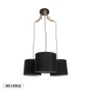 GloboStar® RAMSON 01525 Μοντέρνο Κρεμαστό Φωτιστικό Καπέλο Τρίφωτο 3 x E27 IP20 Μαύρο Ύφασμα με Μπεζ Ξύλο - Μ65 x Π65 x Υ20cm