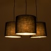 GloboStar® RAMSON 01525 Μοντέρνο Κρεμαστό Φωτιστικό Καπέλο Τρίφωτο 3 x E27 IP20 Μαύρο Ύφασμα με Μπεζ Ξύλο - Μ65 x Π65 x Υ20cm
