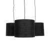 GloboStar® RAMSON 01525 Μοντέρνο Κρεμαστό Φωτιστικό Καπέλο Τρίφωτο 3 x E27 IP20 Μαύρο Ύφασμα με Μπεζ Ξύλο - Μ65 x Π65 x Υ20cm