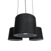 GloboStar® RAMSON 01525 Μοντέρνο Κρεμαστό Φωτιστικό Καπέλο Τρίφωτο 3 x E27 IP20 Μαύρο Ύφασμα με Μπεζ Ξύλο - Μ65 x Π65 x Υ20cm