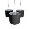 GloboStar® RAMSON 01525 Μοντέρνο Κρεμαστό Φωτιστικό Καπέλο Τρίφωτο 3 x E27 IP20 Μαύρο Ύφασμα με Μπεζ Ξύλο - Μ65 x Π65 x Υ20cm