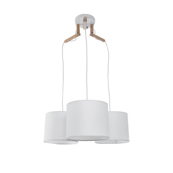 GLOBOSTAR® RAMSON 01526 Μοντέρνο Κρεμαστό Φωτιστικό Οροφής με Ντουί 3 x E27 AC 220-240V IP20 - Λευκό & Μπεζ - Μ65 x Π65 x Υ20cm