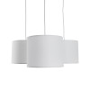 GloboStar® RAMSON 01526 Μοντέρνο Κρεμαστό Φωτιστικό Καπέλο Τρίφωτο 3 x E27 IP20 Λευκό Ύφασμα με Μπεζ Ξύλο - Μ65 x Π65 x Υ20cm