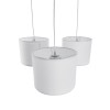 GloboStar® RAMSON 01526 Μοντέρνο Κρεμαστό Φωτιστικό Καπέλο Τρίφωτο 3 x E27 IP20 Λευκό Ύφασμα με Μπεζ Ξύλο - Μ65 x Π65 x Υ20cm