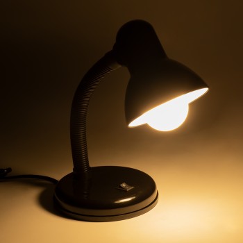 GLOBOSTAR® STUDENT 01530 Μοντέρνο Επιτραπέζιο Φωτιστικό Πορτατίφ με Ντουί 1 x E27 AC 220-240V IP20 - Μαύρο - Μ12 x Π12 x Υ32cm