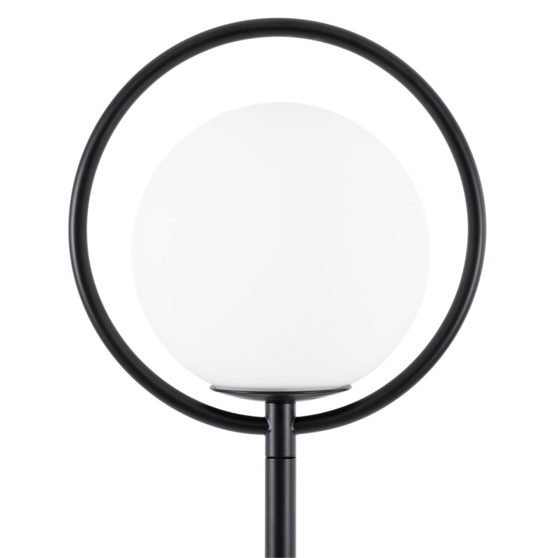 GloboStar® VERSAILLES 01540 Μοντέρνο Επιδαπέδιο Φωτιστικό Μονόφωτο 1 x E27 IP20 Μαύρο Αλουμίνιο, Λευκό Γυαλί με Γκρι Μάρμαρο - Μ25 x Π25 x Υ150cm