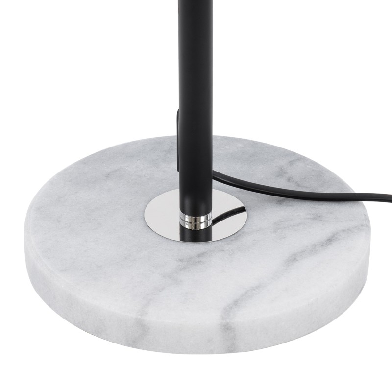 GloboStar® VERSAILLES 01540 Μοντέρνο Επιδαπέδιο Φωτιστικό Μονόφωτο 1 x E27 IP20 Μαύρο Αλουμίνιο, Λευκό Γυαλί με Γκρι Μάρμαρο - Μ25 x Π25 x Υ150cm