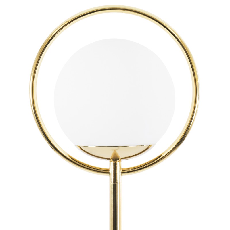 GloboStar® VERSAILLES 01541 Μοντέρνο Επιδαπέδιο Φωτιστικό Μονόφωτο 1 x E27 IP20 Χρυσό Αλουμίνιο, Λευκό Γυαλί με Γκρι Μάρμαρο - Μ25 x Π25 x Υ150cm