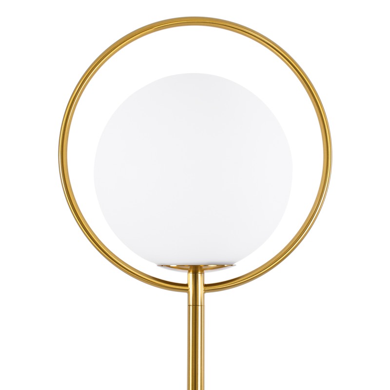 GloboStar® VERSAILLES 01543 Μοντέρνο Επιδαπέδιο Φωτιστικό Μονόφωτο 1 x E27 IP20 Χρυσό Αλουμίνιο , Λευκό Γυαλί με Γκρι Μάρμαρο - Μ35 x Π35 x Υ170cm