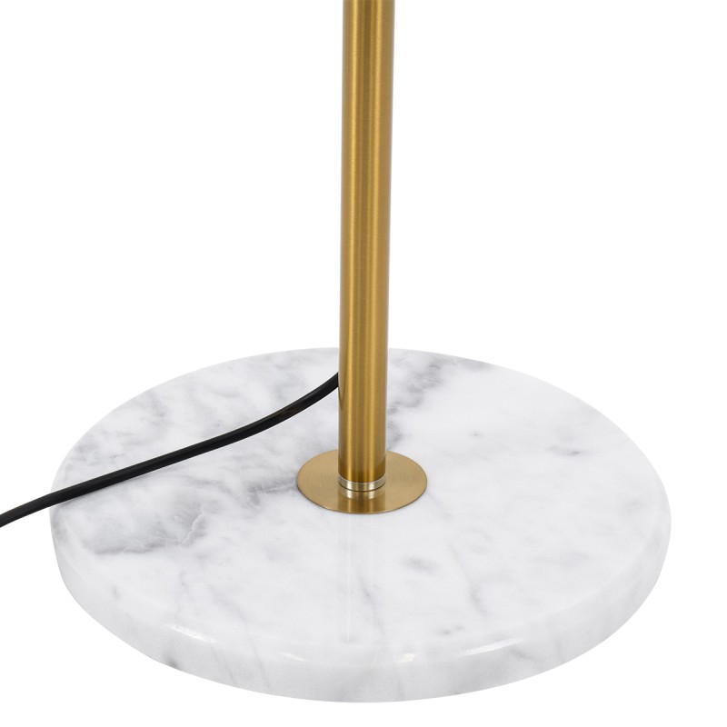 GloboStar® VERSAILLES 01543 Μοντέρνο Επιδαπέδιο Φωτιστικό Μονόφωτο 1 x E27 IP20 Χρυσό Αλουμίνιο , Λευκό Γυαλί με Γκρι Μάρμαρο - Μ35 x Π35 x Υ170cm