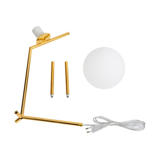 GloboStar® ELFIS GOLD 01551 Μοντέρνο Επιτραπέζιο Φωτιστικό Πορτατίφ Μονόφωτο 1 x E27 Χρυσό Μεταλλικό με Λευκό Γυαλί Μπάλα Φ15 x Υ53cm GloboStar® ELFIS GOLD 01551 Μοντέρνο Επιτραπέζιο Φωτιστικό Πορτατίφ Μονόφωτο 1 x E27 Χρυσό Μεταλλικό με Λευκό Γυαλί Μπάλα Φ15 x Υ53cm