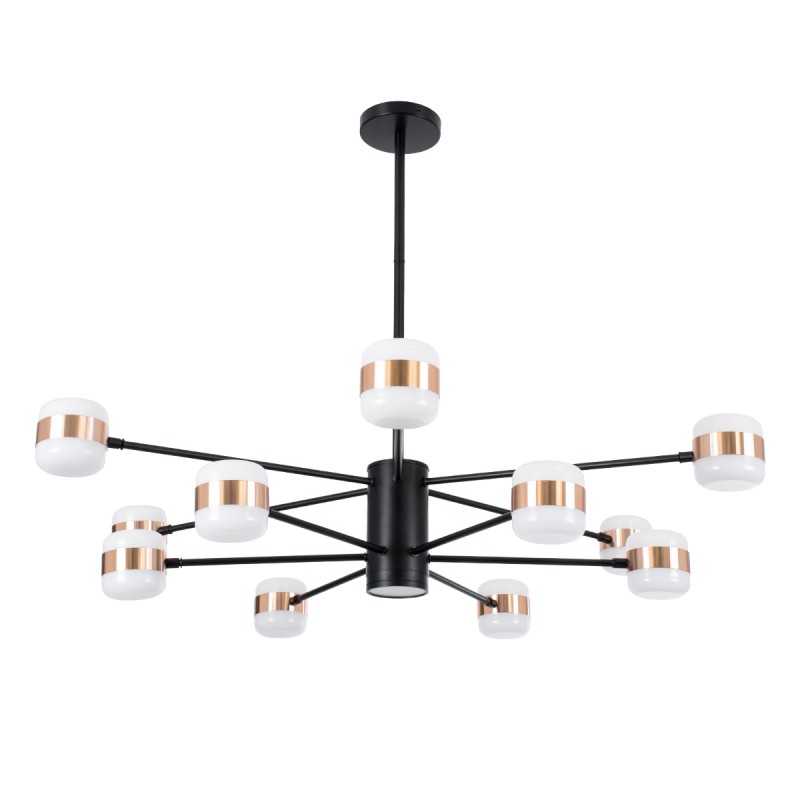 GloboStar® ORNATE 01553 Φωτιστικό Οροφής LED 104W lm ° AC 220-240V IP20 Φυσικό Λευκό 4500k Μαύρο & Χάλκινο Μέταλλο με Λευκό Πλαστικό - Μ65 x Π65 x Υ70cm - 2 Xρόνια Εγγύηση