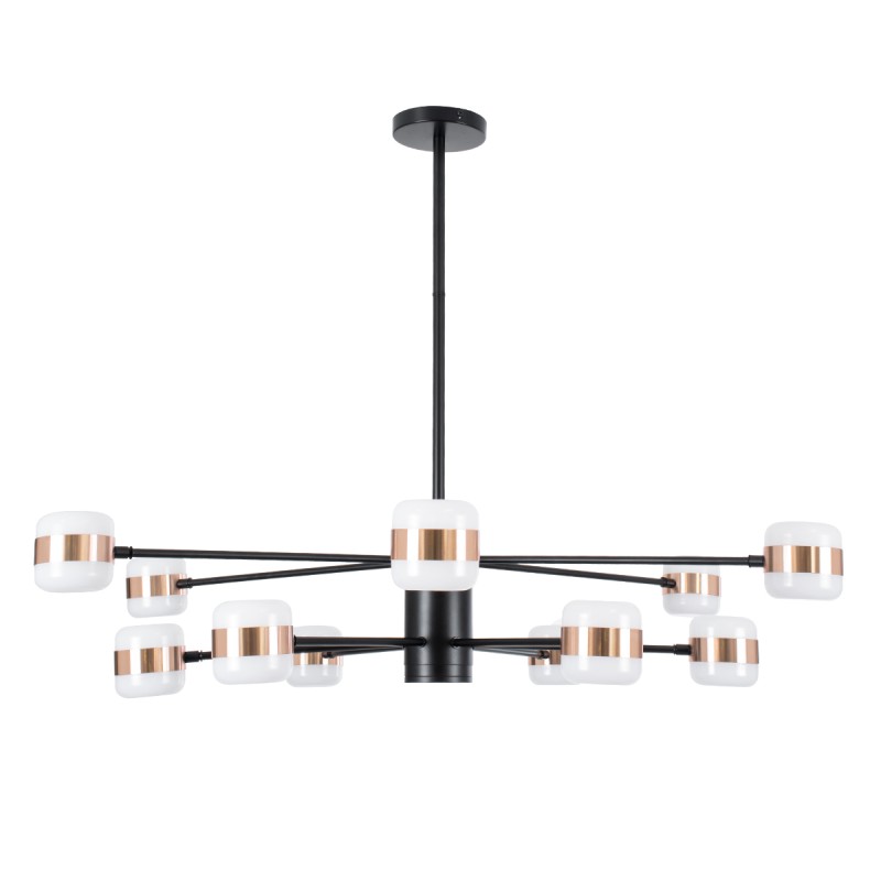 GloboStar® ORNATE 01553 Φωτιστικό Οροφής LED 104W lm ° AC 220-240V IP20 Φυσικό Λευκό 4500k Μαύρο & Χάλκινο Μέταλλο με Λευκό Πλαστικό - Μ65 x Π65 x Υ70cm - 2 Xρόνια Εγγύηση