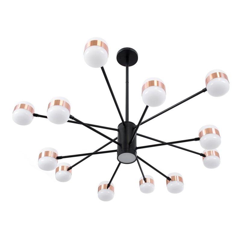 GloboStar® ORNATE 01553 Φωτιστικό Οροφής LED 104W lm ° AC 220-240V IP20 Φυσικό Λευκό 4500k Μαύρο & Χάλκινο Μέταλλο με Λευκό Πλαστικό - Μ65 x Π65 x Υ70cm - 2 Xρόνια Εγγύηση