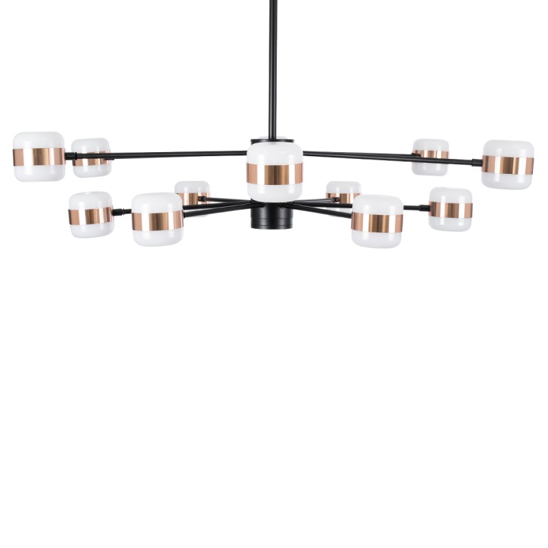 GloboStar® ORNATE 01553 Φωτιστικό Οροφής LED 104W lm ° AC 220-240V IP20 Φυσικό Λευκό 4500k Μαύρο & Χάλκινο Μέταλλο με Λευκό Πλαστικό - Μ65 x Π65 x Υ70cm - 2 Xρόνια Εγγύηση