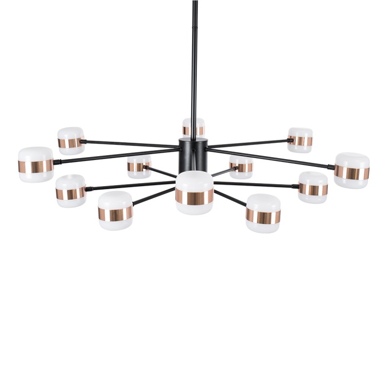 GloboStar® ORNATE 01553 Φωτιστικό Οροφής LED 104W lm ° AC 220-240V IP20 Φυσικό Λευκό 4500k Μαύρο & Χάλκινο Μέταλλο με Λευκό Πλαστικό - Μ65 x Π65 x Υ70cm - 2 Xρόνια Εγγύηση