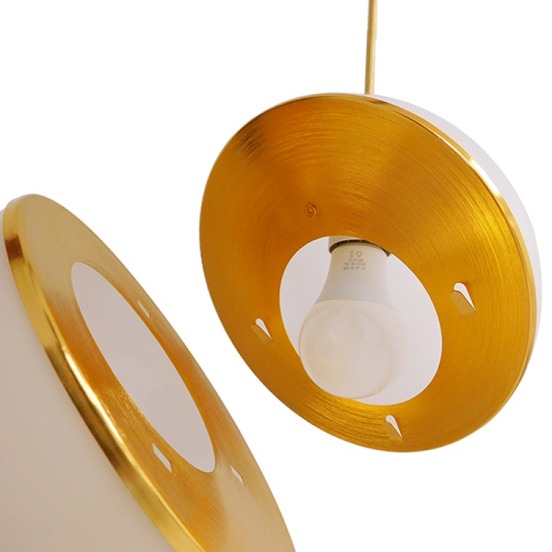 GloboStar® HUDSON 01554 Μοντέρνο Κρεμαστό Φωτιστικό Μπάλα Μονόφωτο 1 x E27 IP20 Λευκό Πλαστικό με Χρυσό Μέταλλο - Μ20 x Π20 x Υ25cm