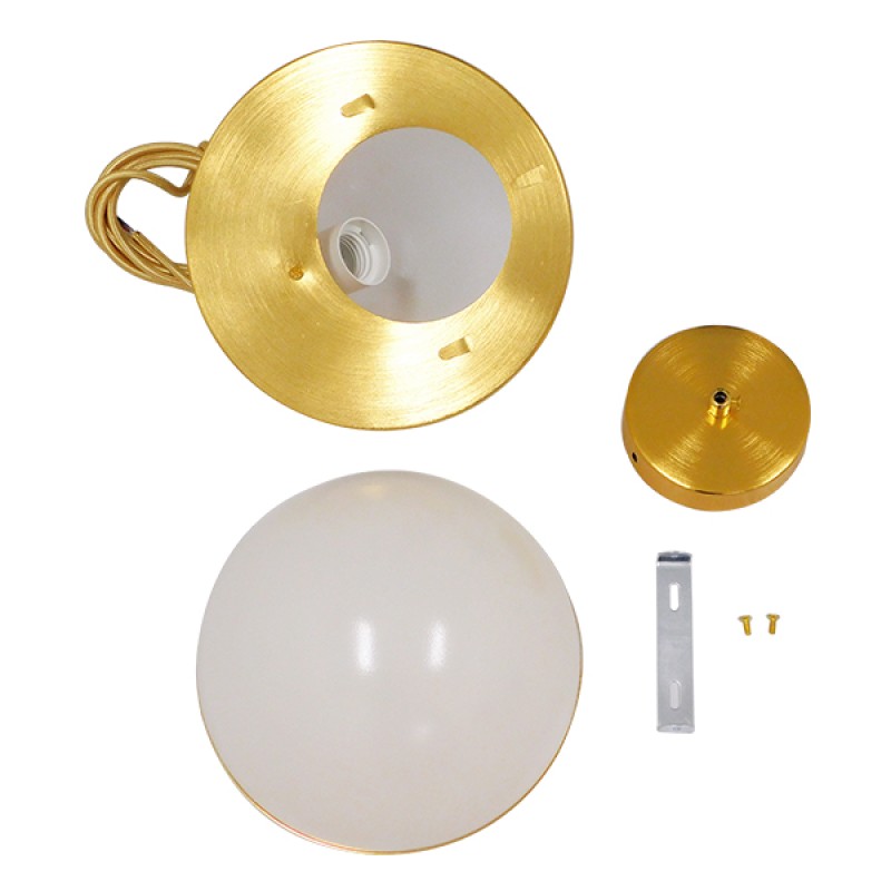 GloboStar® HUDSON 01554 Μοντέρνο Κρεμαστό Φωτιστικό Μπάλα Μονόφωτο 1 x E27 IP20 Λευκό Πλαστικό με Χρυσό Μέταλλο - Μ20 x Π20 x Υ25cm