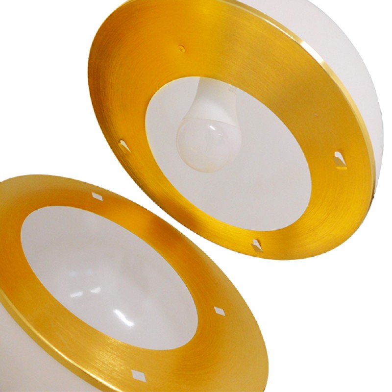 GLOBOSTAR® HUDSON 01555 Μοντέρνο Κρεμαστό Φωτιστικό Οροφής με Ντουί 1 x E27 AC 220-240V IP20 - Λευκό & Χρυσό - Μ30 x Π30 x Υ34cm