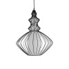 GloboStar® LILY 01558 Vintage Κρεμαστό Φωτιστικό Πλέγμα Μονόφωτο 1 x E27 IP20 Μαύρο Μέταλλο με Λευκό Ύφασμα - Μ43 x Π43 x Υ55cm