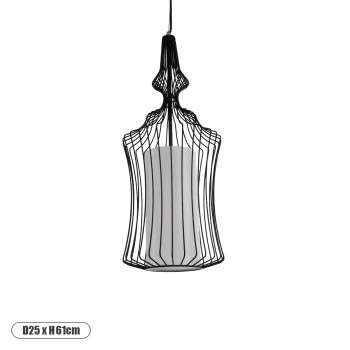 GLOBOSTAR® LILY 01559 Vintage Κρεμαστό Φωτιστικό Οροφής με Ντουί 1 x E27 AC 220-240V IP20 - Μαύρο & Λευκό - Μ25 x Π25 x Υ61cm