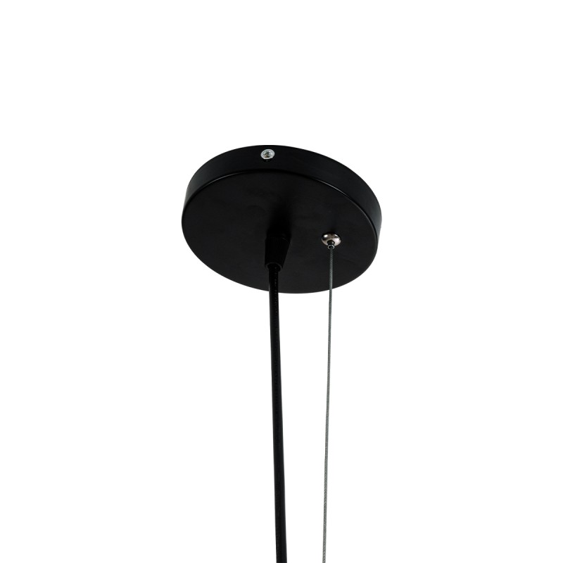 GloboStar® LILY 01559 Vintage Κρεμαστό Φωτιστικό Πλέγμα Μονόφωτο 1 x E27 IP20 Μαύρο Μέταλλο με Λευκό Ύφασμα - Μ25 x Π25 x Υ61cm