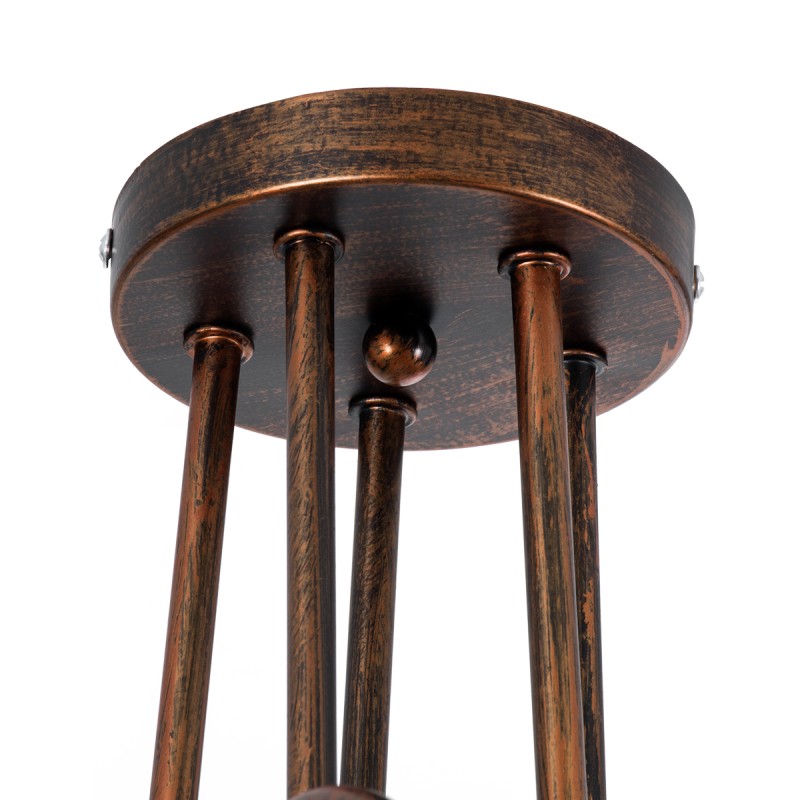 GloboStar® PAULELI 01564 Μοντέρνο Φωτιστικό Οροφής Πλέγμα Πολύφωτο 5 x E27 IP20 Χάλκινο Μέταλλο - Μ80 x Π80 x Υ40cm