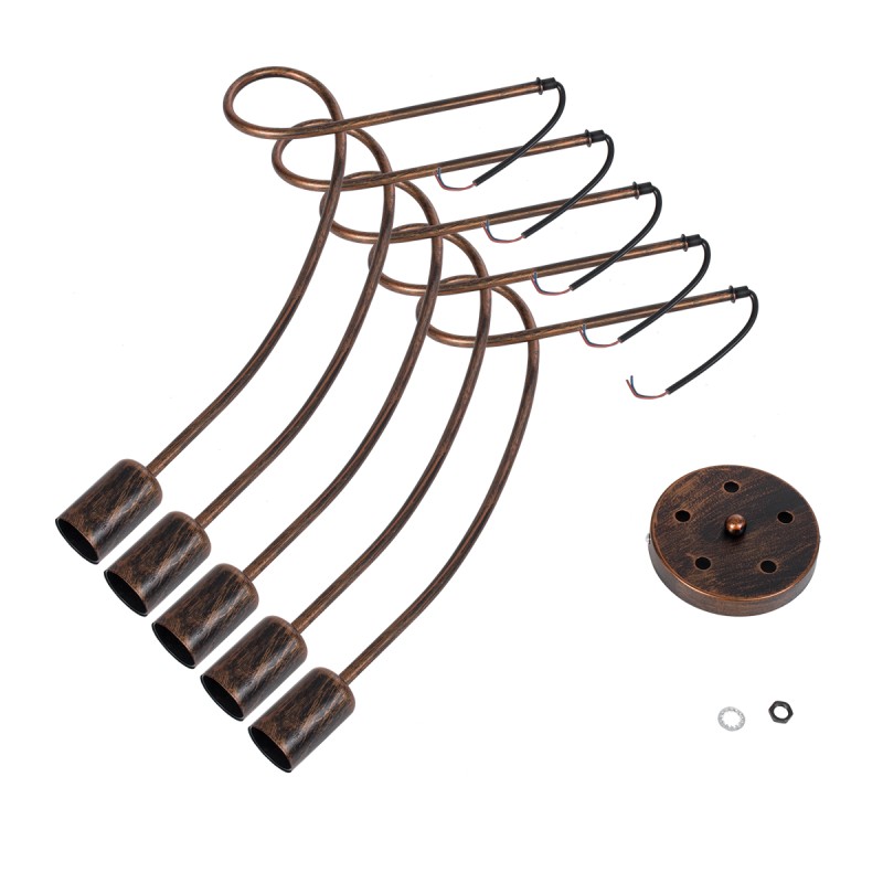 GloboStar® PAULELI 01564 Μοντέρνο Φωτιστικό Οροφής Πλέγμα Πολύφωτο 5 x E27 IP20 Χάλκινο Μέταλλο - Μ80 x Π80 x Υ40cm