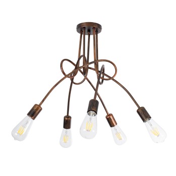 GLOBOSTAR® PAULELI 01564 Μοντέρνο Φωτιστικό Οροφής με Ντουί 5 x E27 AC 220-240V IP20 - Χάλκινο - Μ80 x Π80 x Υ40cm