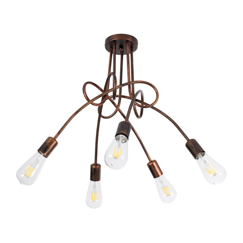 GloboStar® PAULELI 01564 Μοντέρνο Φωτιστικό Οροφής Πλέγμα Πολύφωτο 5 x E27 IP20 Χάλκινο Μέταλλο - Μ80 x Π80 x Υ40cm