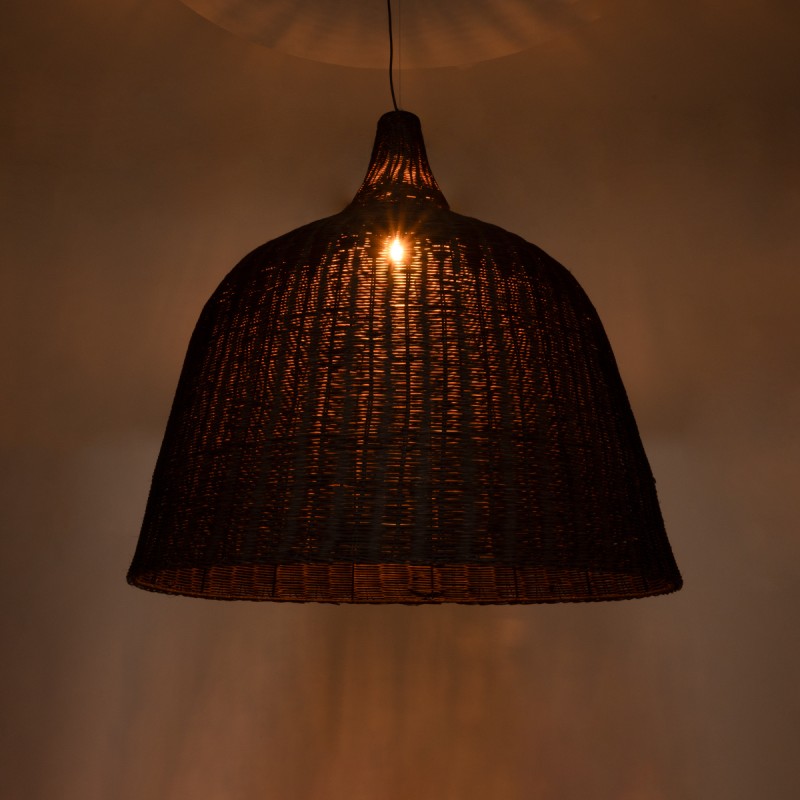 GloboStar® BAHAMAS 01569 Boho Κρεμαστό Φωτιστικό Καμπάνα Μονόφωτο 1 x E27 IP20 Καφέ Ξύλο - Μ90 x Π90 x Y90cm