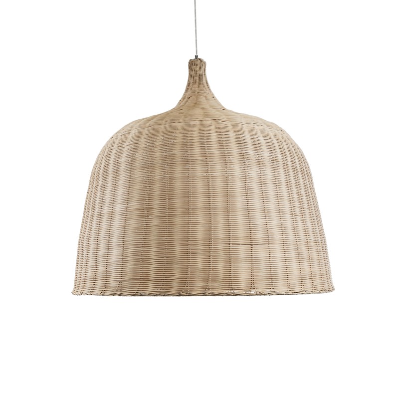 GloboStar® BAHAMAS 01570 Boho Κρεμαστό Φωτιστικό Καμπάνα Μονόφωτο 1 x E27 IP20 Μπεζ Ξύλο - Μ90 x Π90 x Y90cm