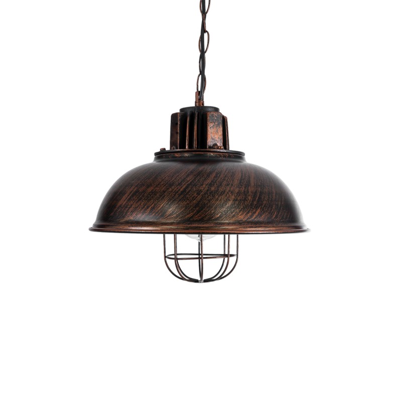 GloboStar® HARROW 01572 Vintage Κρεμαστό Φωτιστικό Kαμπάνα Μονόφωτο 1 x E27 IP20 Χάλκινο Μέταλλο - Μ33 x Π33 x Υ26cm