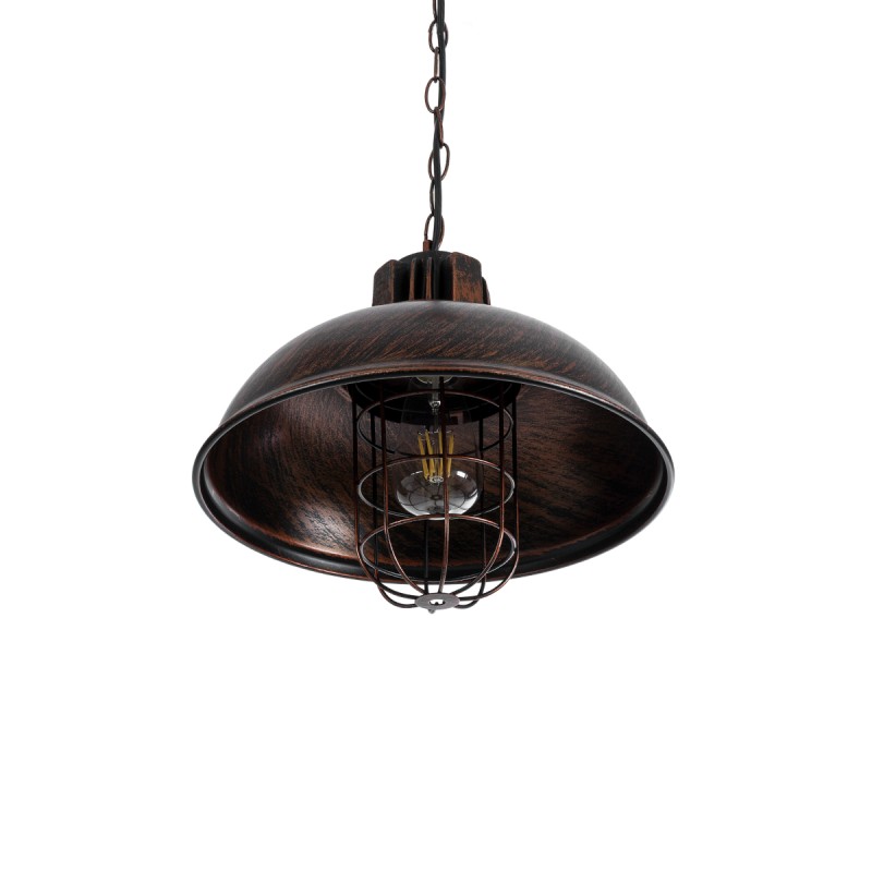 GloboStar® HARROW 01572 Vintage Κρεμαστό Φωτιστικό Kαμπάνα Μονόφωτο 1 x E27 IP20 Χάλκινο Μέταλλο - Μ33 x Π33 x Υ26cm