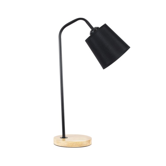 GloboStar® BARNABY 01573 Μοντέρνο Επιτραπέζιο Φωτιστικό Πορτατίφ Μονόφωτο 1 x E27 IP20 Μαύρο Μέταλλο, Μπεζ Ξύλο με Μαύρο Ύφασμα - Μ15 x Π33 x Υ48cm GloboStar® BARNABY 01573 Μοντέρνο Επιτραπέζιο Φωτιστικό Πορτατίφ Μονόφωτο 1 x E27 Μαύρο Μεταλλικό με Καπέλο και Ξύλινη Καφέ Βάση Καμπάνα Φ13 x Υ48cm