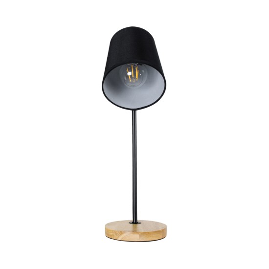 GloboStar® BARNABY 01573 Μοντέρνο Επιτραπέζιο Φωτιστικό Πορτατίφ Μονόφωτο 1 x E27 IP20 Μαύρο Μέταλλο, Μπεζ Ξύλο με Μαύρο Ύφασμα - Μ15 x Π33 x Υ48cm GloboStar® BARNABY 01573 Μοντέρνο Επιτραπέζιο Φωτιστικό Πορτατίφ Μονόφωτο 1 x E27 Μαύρο Μεταλλικό με Καπέλο και Ξύλινη Καφέ Βάση Καμπάνα Φ13 x Υ48cm