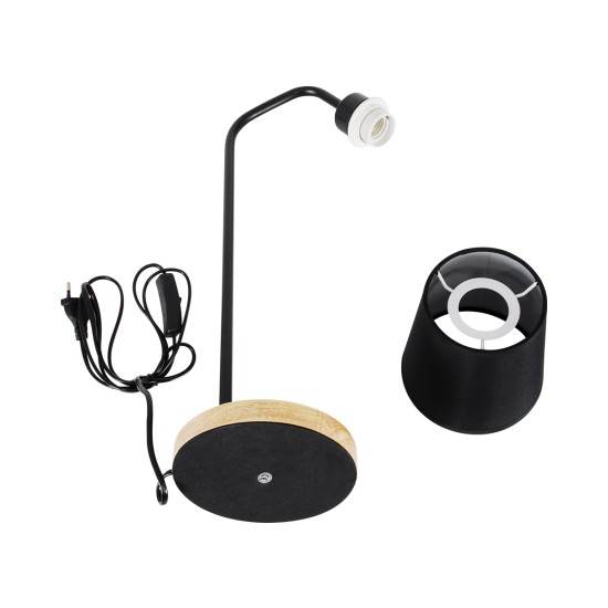 GloboStar® BARNABY 01573 Μοντέρνο Επιτραπέζιο Φωτιστικό Πορτατίφ Μονόφωτο 1 x E27 IP20 Μαύρο Μέταλλο, Μπεζ Ξύλο με Μαύρο Ύφασμα - Μ15 x Π33 x Υ48cm GloboStar® BARNABY 01573 Μοντέρνο Επιτραπέζιο Φωτιστικό Πορτατίφ Μονόφωτο 1 x E27 Μαύρο Μεταλλικό με Καπέλο και Ξύλινη Καφέ Βάση Καμπάνα Φ13 x Υ48cm