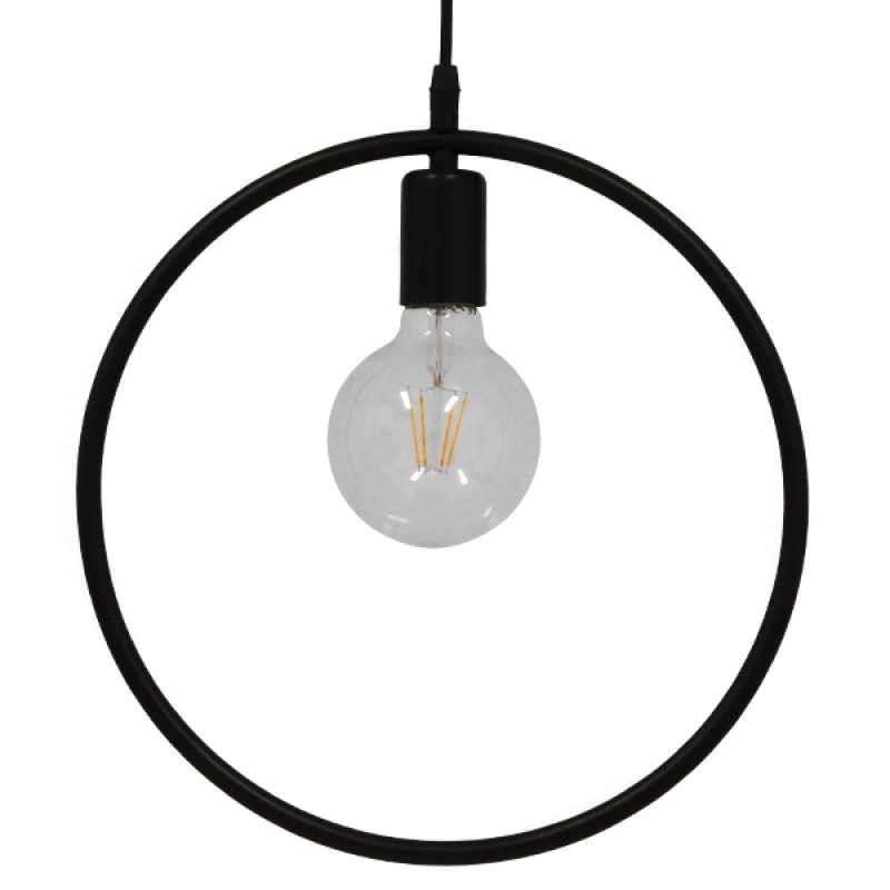 GloboStar® OMICRON 01578 Μοντέρνο Κρεμαστό Φωτιστικό Ανάρτηση Μονόφωτο 1 x E27 IP20 Μαύρο Μέταλλο - Μ33 x Π4 x Υ33cm
