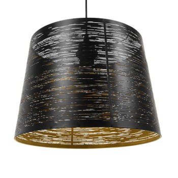 GLOBOSTAR® ACCADEMIA 01584 Μοντέρνο Κρεμαστό Φωτιστικό Οροφής με Ντουί 1 x E27 AC 220-240V IP20 - Μαύρο & Χρυσό - Μ35 x Π35 x Y25cm